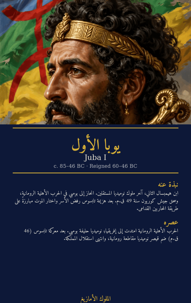 يوبا الأول (حوالي 85–46 ق.م): آخر الملوك المستقلين